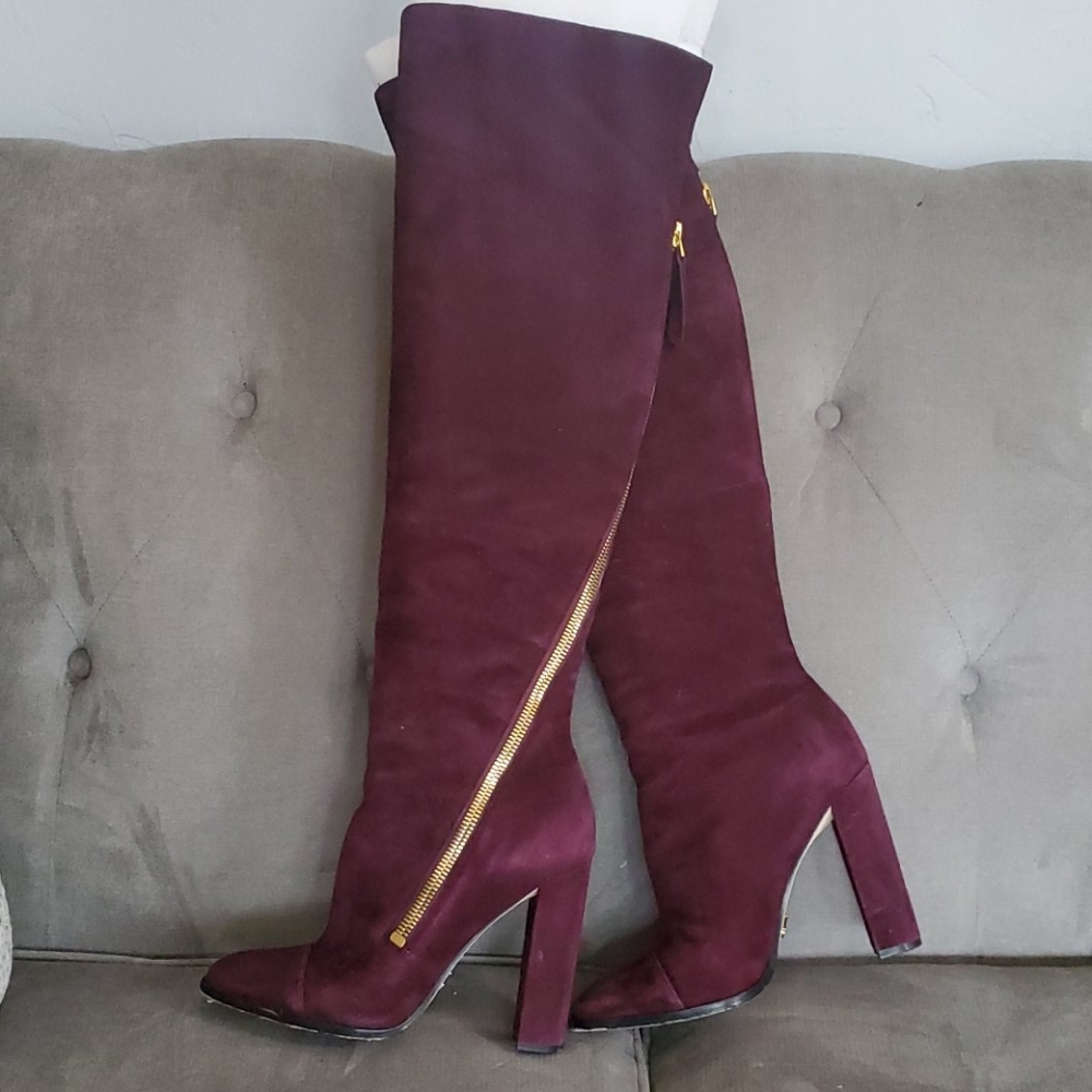 Donna Karan Ariela burgundy suede boot